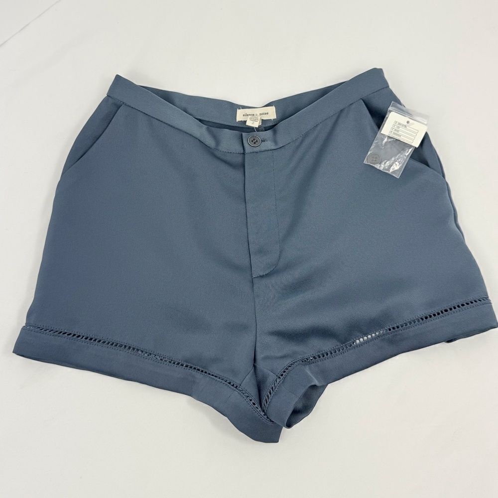 Silence and Noise Slate Blue High Waisted Silky Shorts NEW